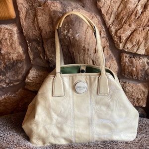 Coach White Patent bag. Yellowed and marked